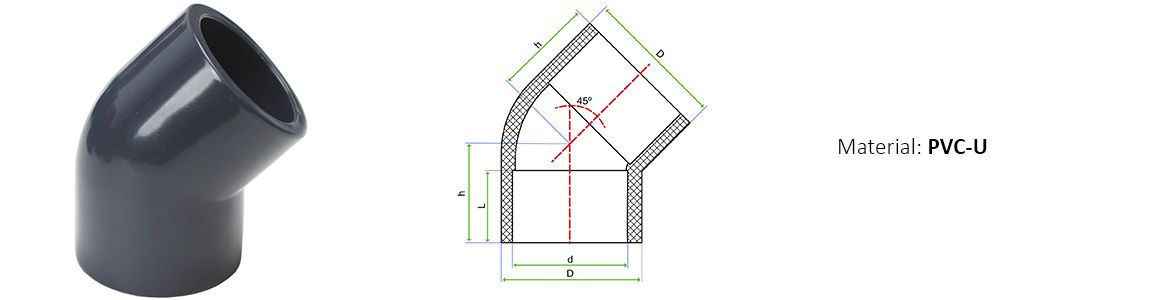 Клеевой угол PVC-U Ø25/45° градусов Coraplax